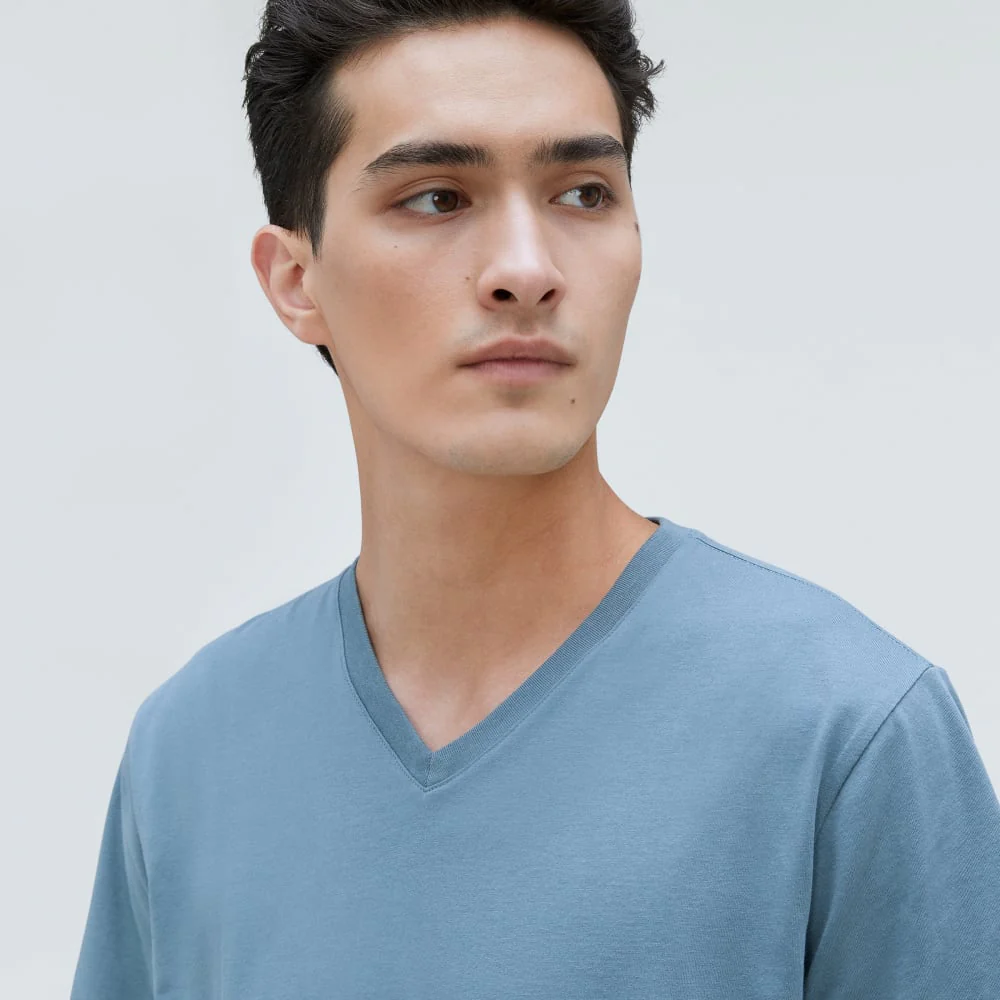 The Organic Cotton V-Neck Tee | Greyish Blue - Image 4