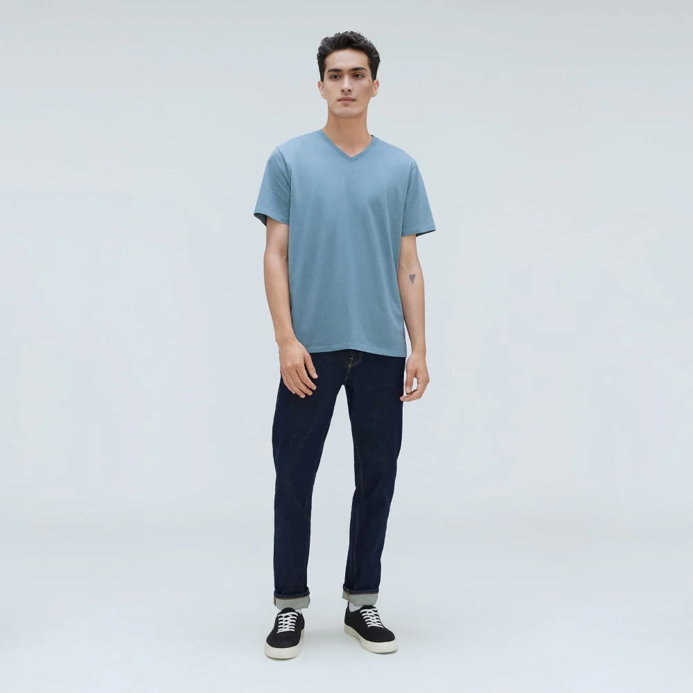 The Organic Cotton V-Neck Tee | Greyish Blue - Image 6