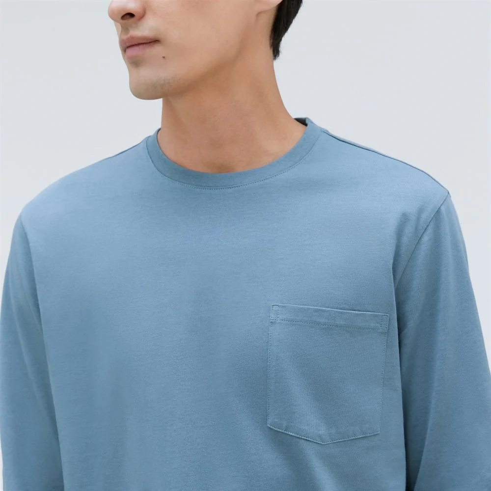 The Organic Cotton Long-Sleeve Pocket Tee | Greyish Blue - Image 4