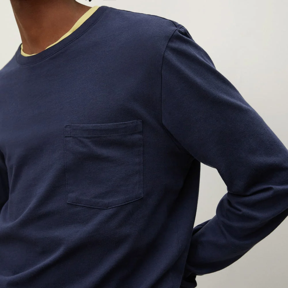 The Organic Cotton Long-Sleeve Pocket Tee | Deep Navy - Image 3
