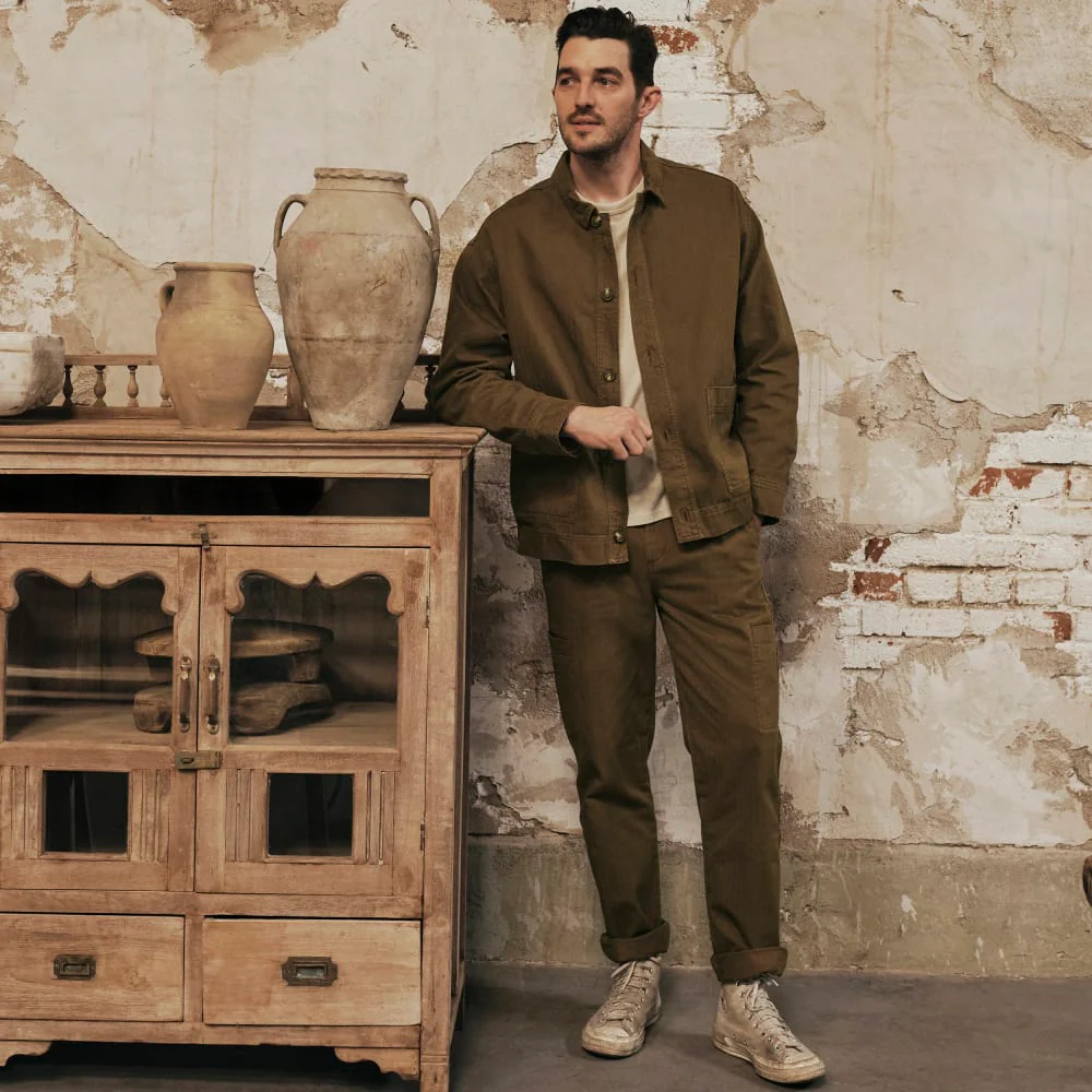The Organic Cotton Herringbone Utility Jacket | Beech - Image 8