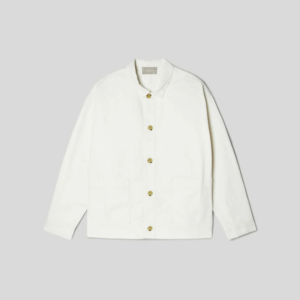 The Organic Cotton Herringbone Utility Jacket | Bone - Image 2