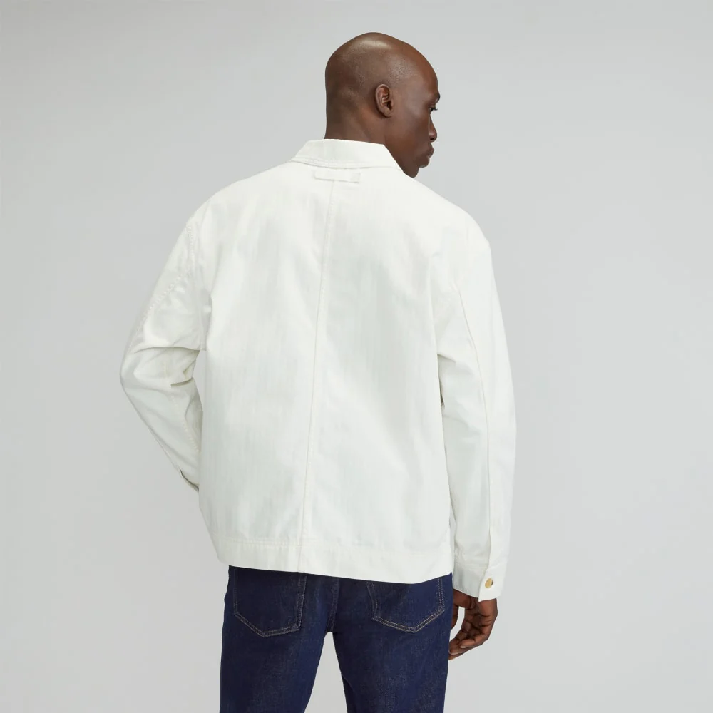 The Organic Cotton Herringbone Utility Jacket | Bone - Image 3