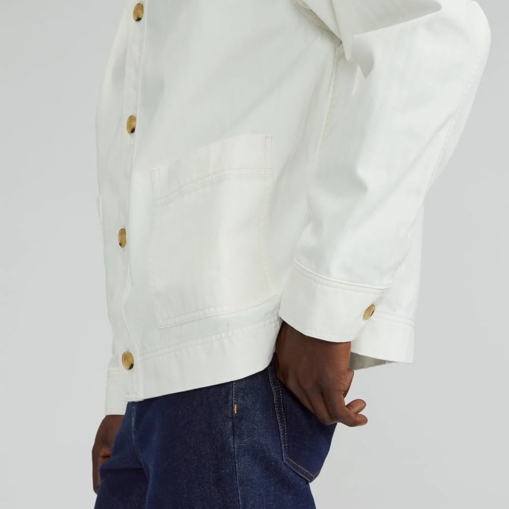 The Organic Cotton Herringbone Utility Jacket | Bone - Image 5