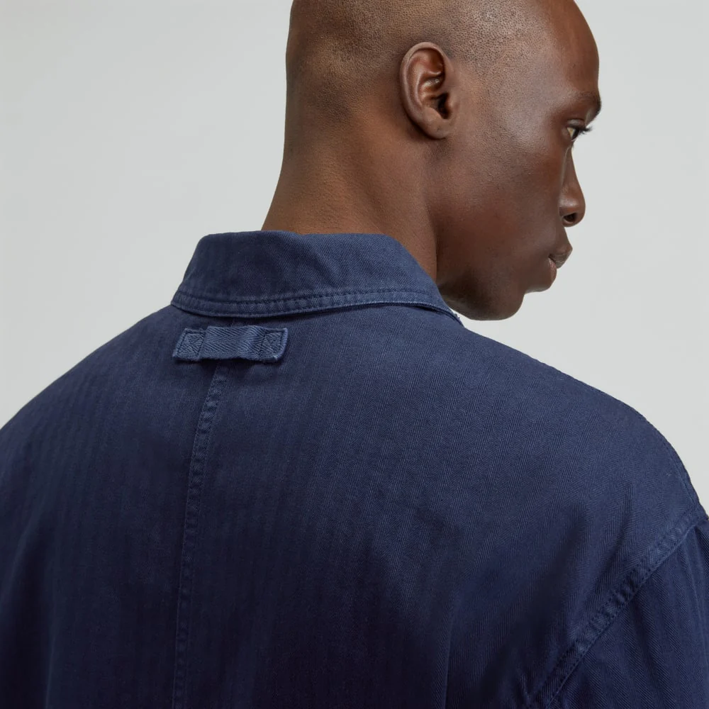 The Organic Cotton Herringbone Utility Jacket | Navy - Image 5