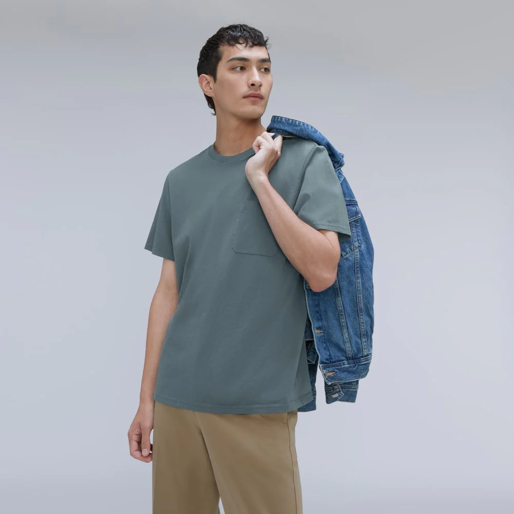The Organic Cotton Pocket Tee | Greyish Blue - Image 5