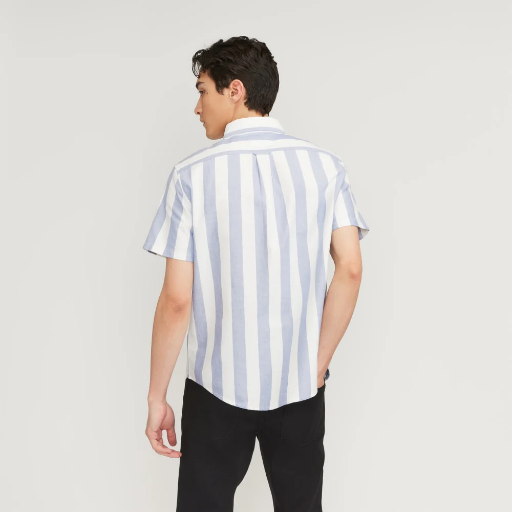 The Organic Short Sleeve Oxford Shirt | Mazarine Blue / Bone - Image 3
