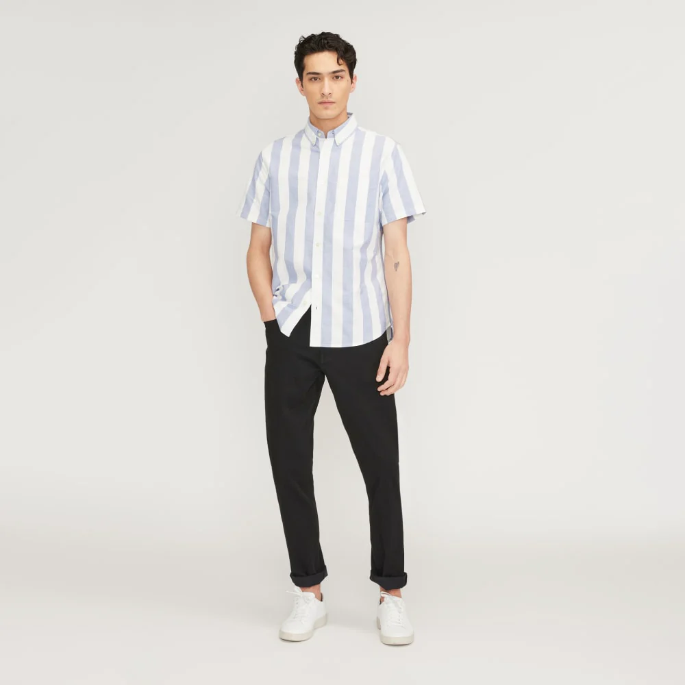 The Organic Short Sleeve Oxford Shirt | Mazarine Blue / Bone - Image 6