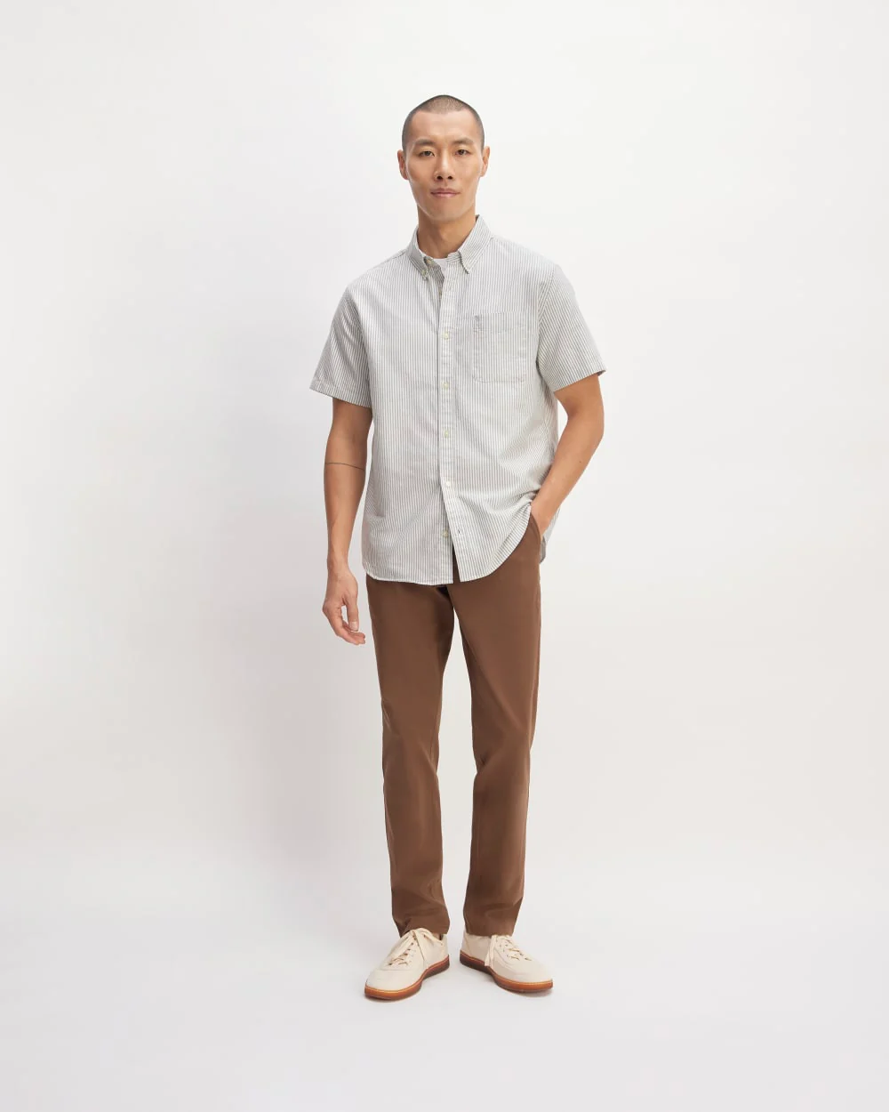 The Organic Short Sleeve Oxford Shirt | Charcoal / White - Image 3