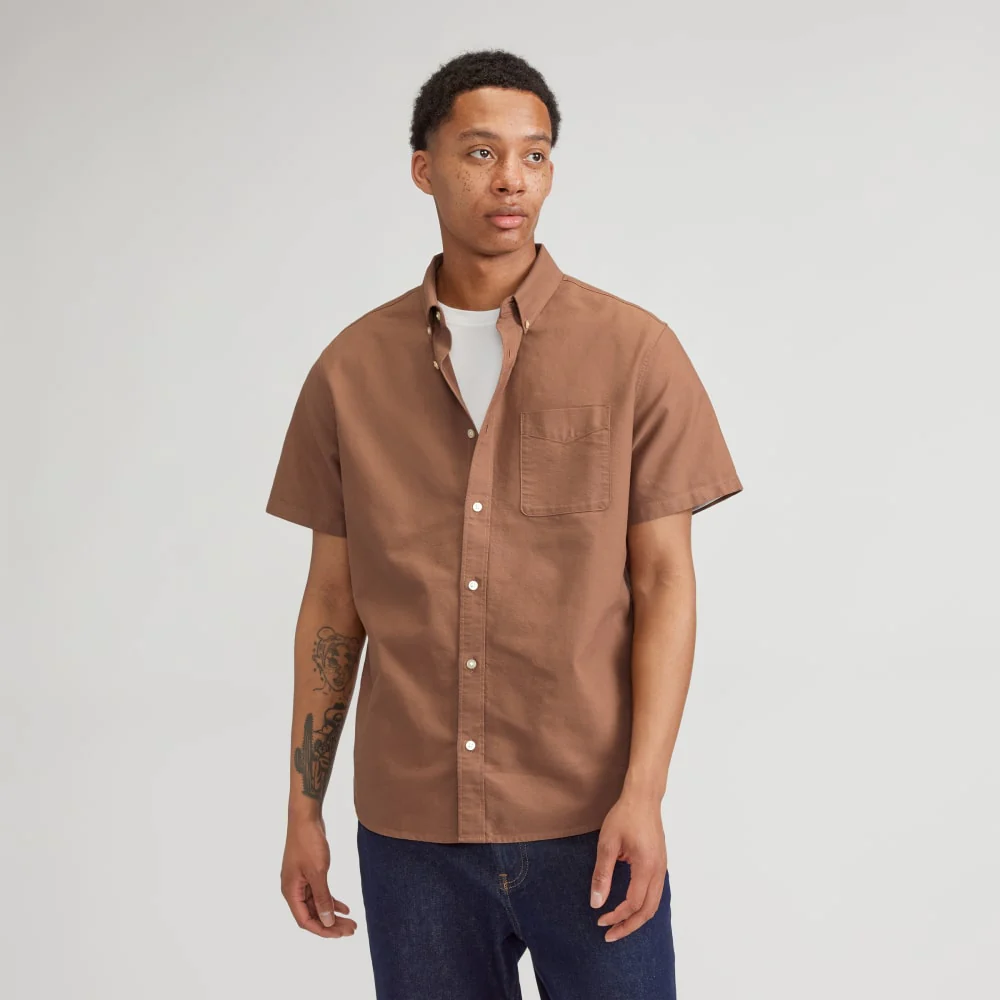 The Organic Short Sleeve Oxford Shirt | Carob Brown