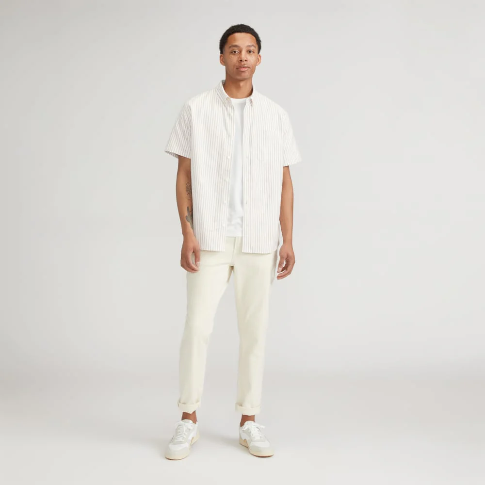 The Organic Short Sleeve Oxford Shirt | Sahara / Off-White - Image 6