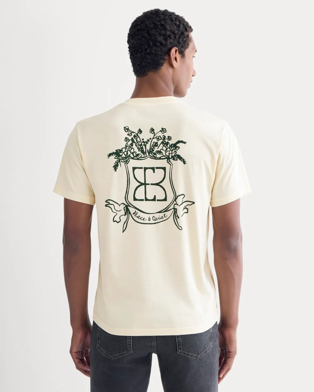 Everlane x Peace and Quiet Crest Graphic Tee | Bone - Image 5