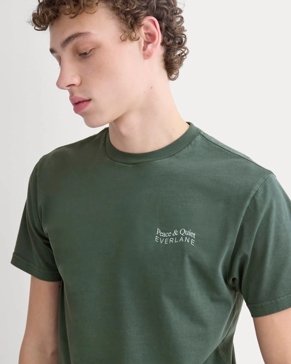 Everlane x Peace & Quiet Graphic Logo Tee | Pine - Image 4