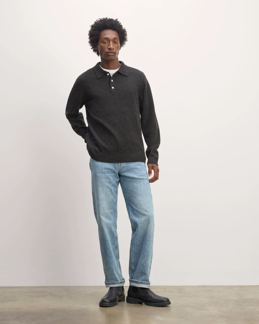The Classic Polo in Luxe Merino | Charcoal - Image 3