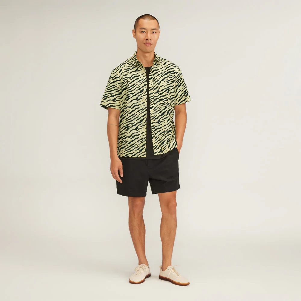 The Poplin Short-Sleeve Shirt | Pale Yellow Tiger Stripe - Image 6