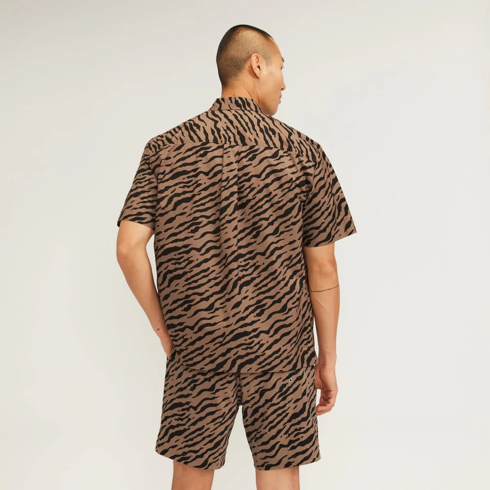 The Poplin Short-Sleeve Shirt | Tiger Stripe Toasted Coconut - Image 3