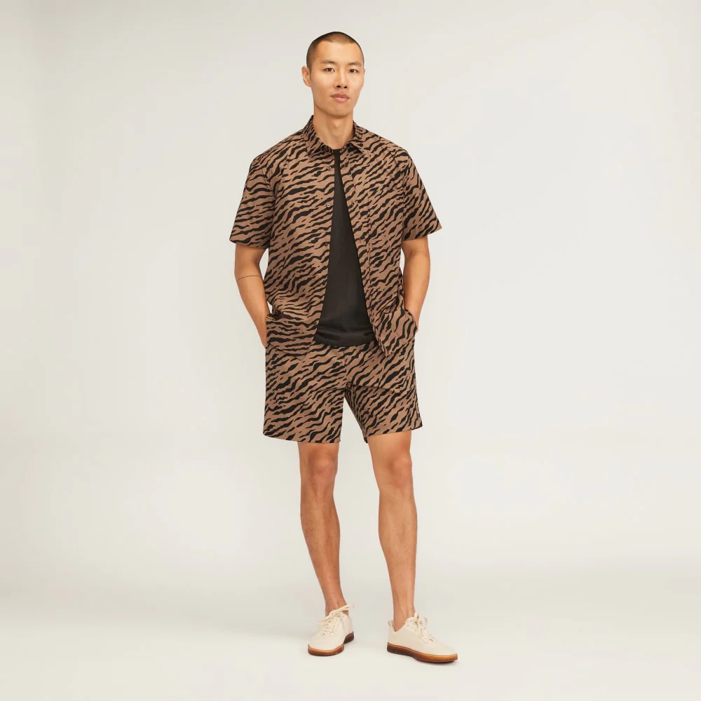 The Poplin Short-Sleeve Shirt | Tiger Stripe Toasted Coconut - Image 6