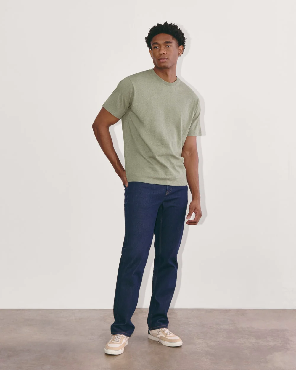 The Premium-Weight Relaxed Crew | Uniform | Heather Sage Green - Image 3