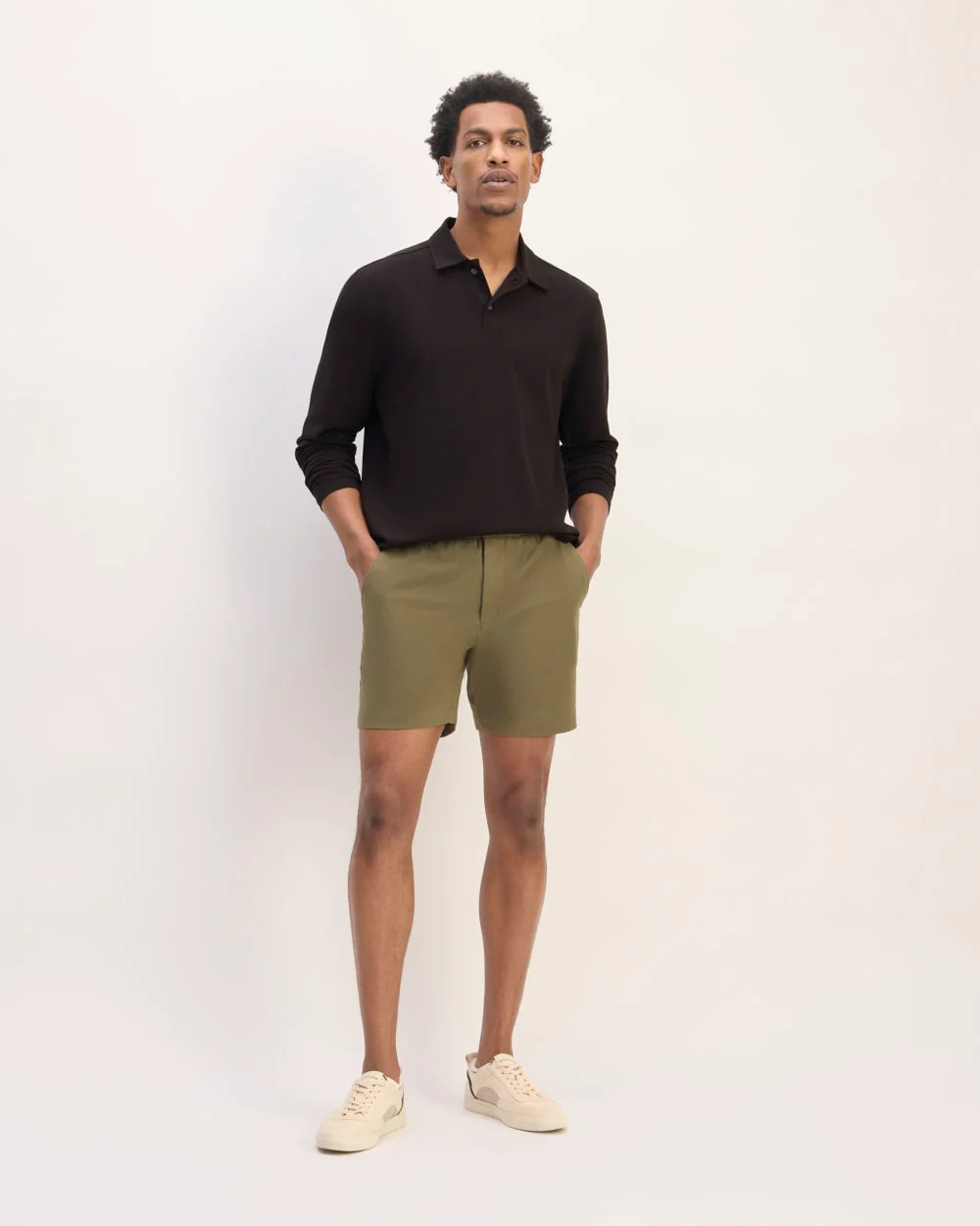The Premium Weight Long-Sleeve Polo | Black - Image 3