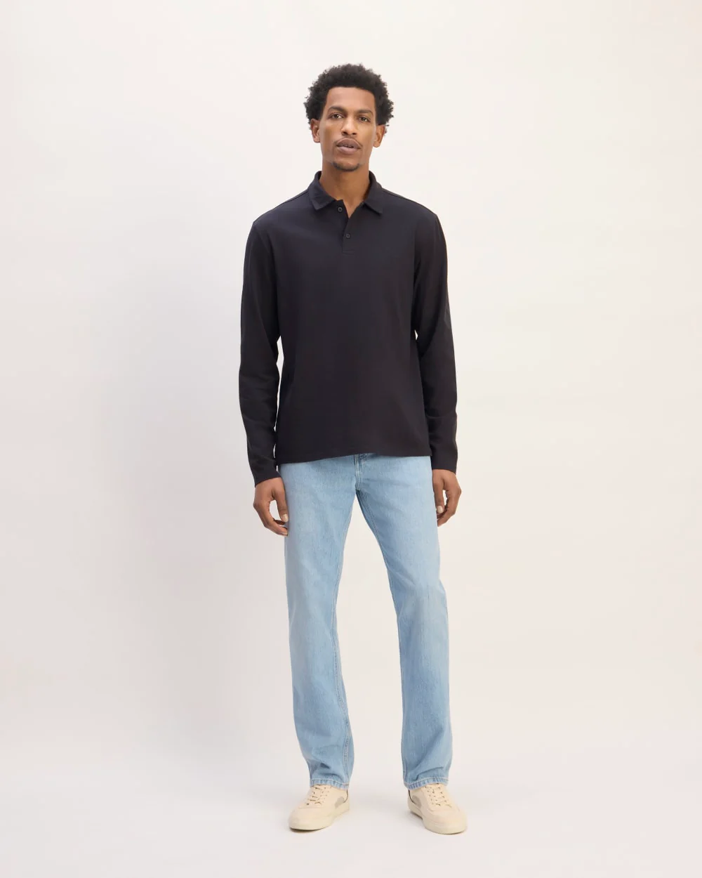 The Premium Weight Long-Sleeve Polo | Deep Navy - Image 3
