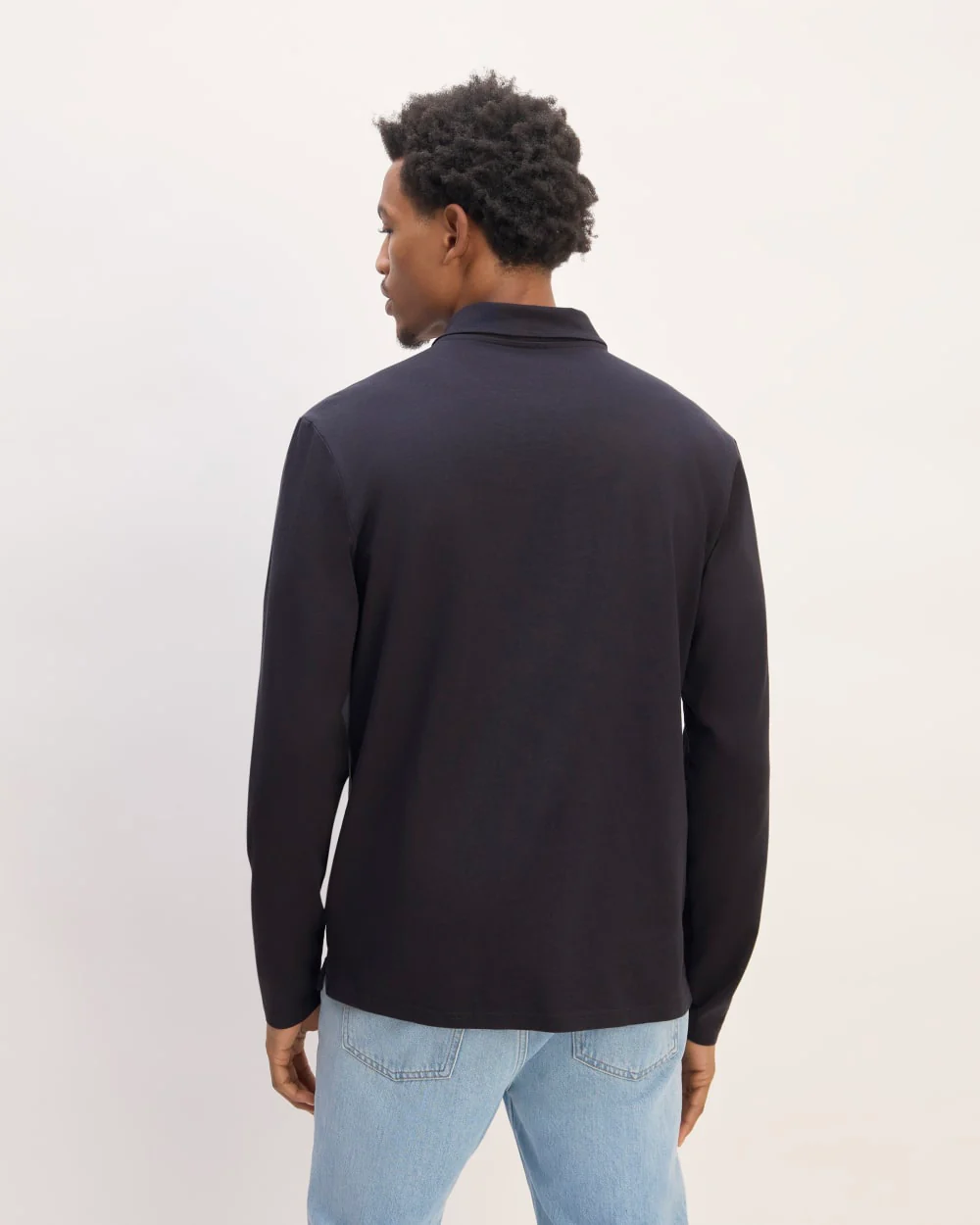 The Premium Weight Long-Sleeve Polo | Deep Navy - Image 6