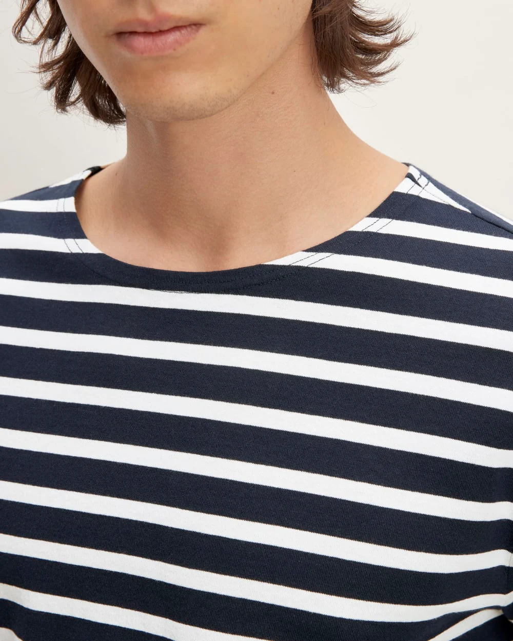 The Premium-Weight Long-Sleeve Mariner Tee | Navy / Bone - Image 4