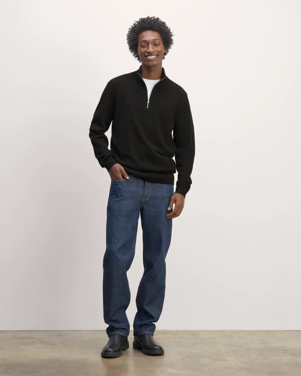 The Quarter-Zip in Cashmere | Black - Image 3