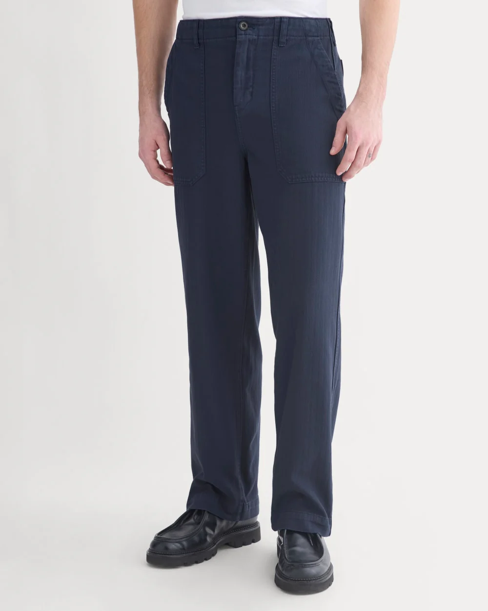 Relaxed Herringbone Fatigue Pants | Deep Navy - Image 4