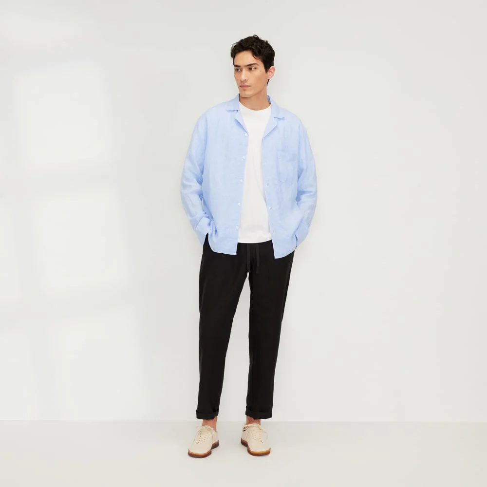 The Relaxed Linen Long-Sleeve Shirt | Light Blue - Image 7
