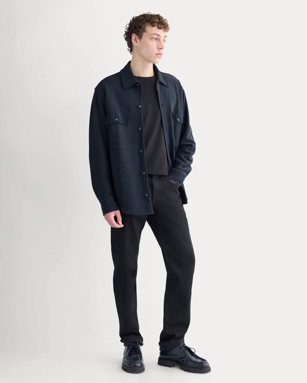 Relaxed Knit Utility Shirt | Navy - Image 5