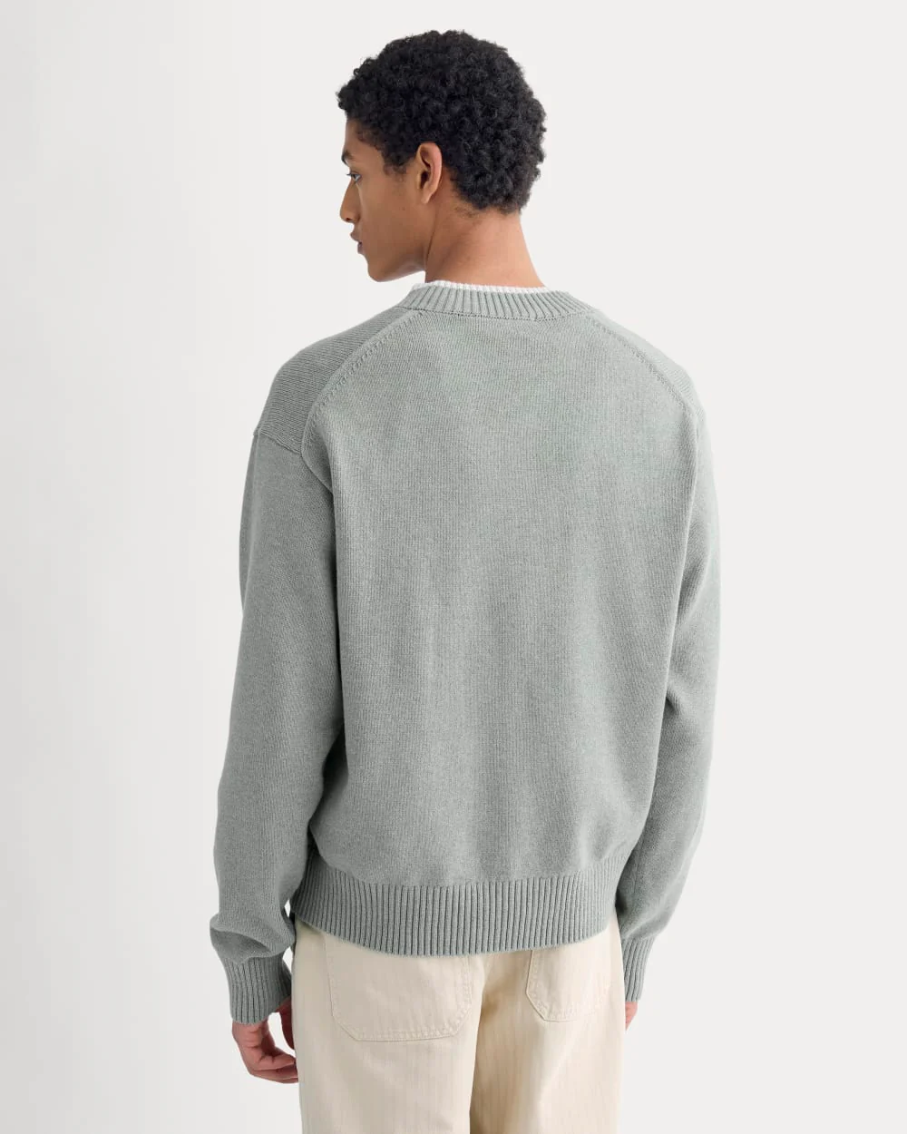 Relaxed V-Neck Sweater in Everyday Cotton | Heathered Lilypad - Image 5