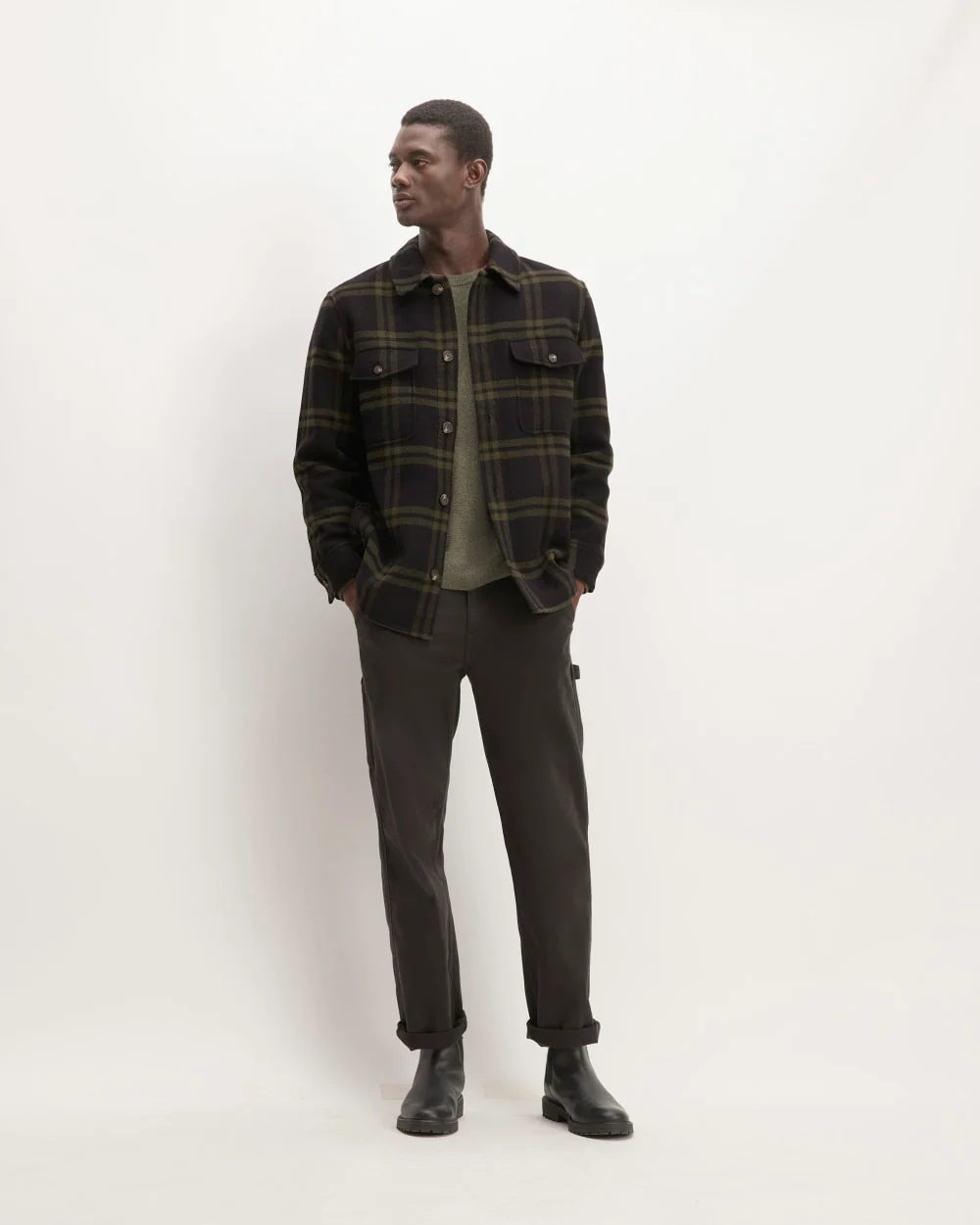 The ReWool® Oversized Shirt Jacket | Black / Olive - Image 3