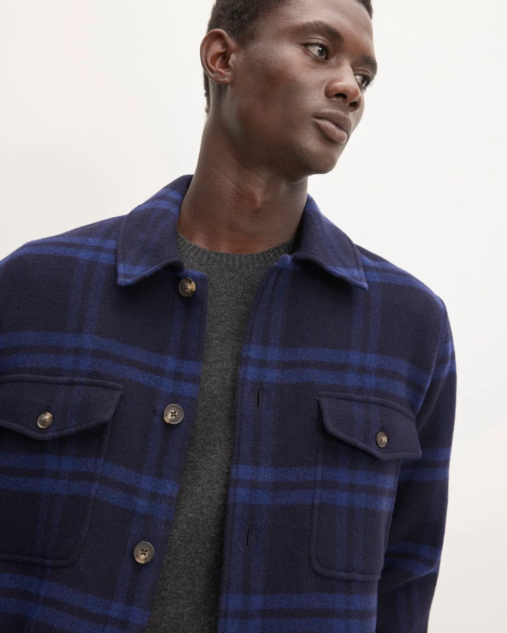 The ReWool® Oversized Shirt Jacket | Blue / Navy - Image 4