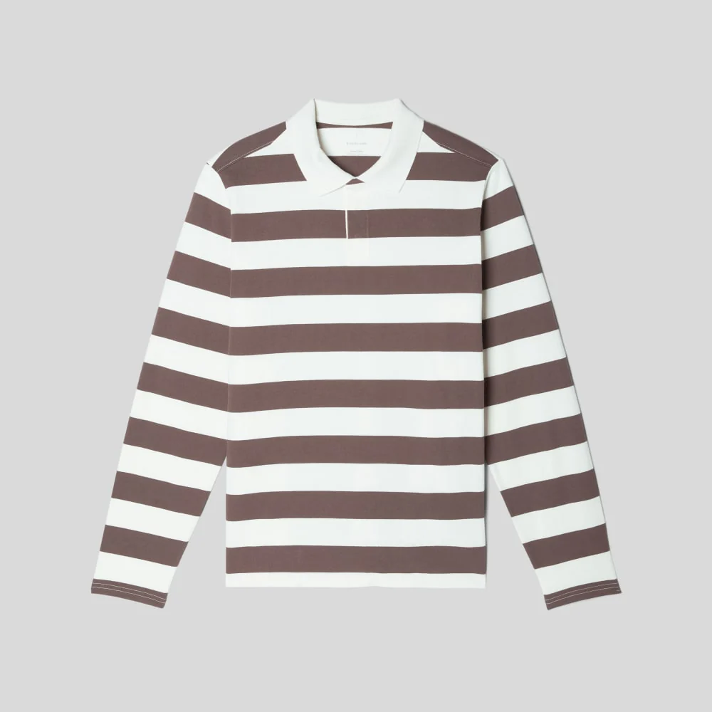 The Premium-Weight Rugby Shirt | Chocolate Brown / Canvas Tan - Image 2