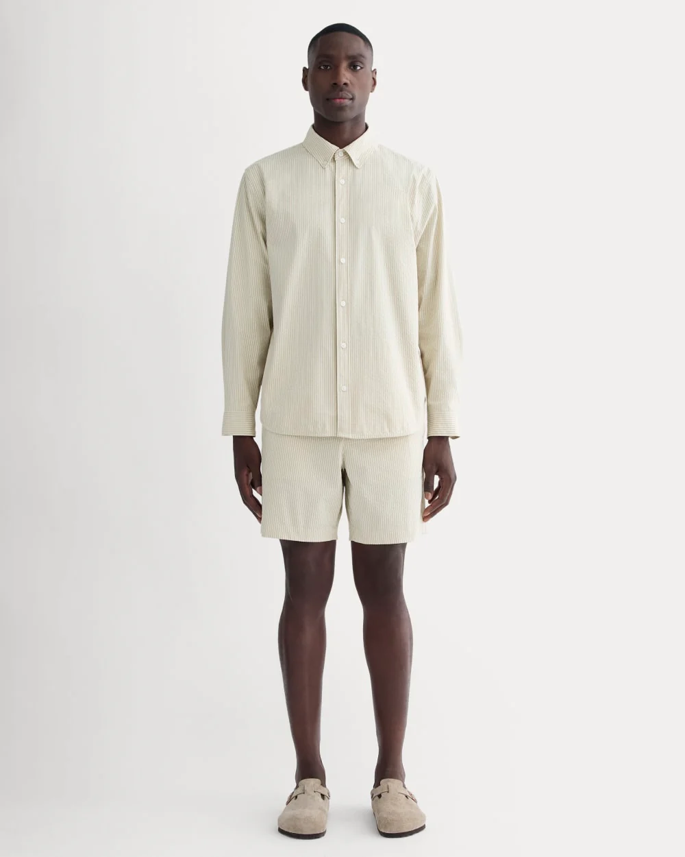 The Seersucker Long-Sleeve Shirt | Trench Coat Khaki / Natural - Image 3