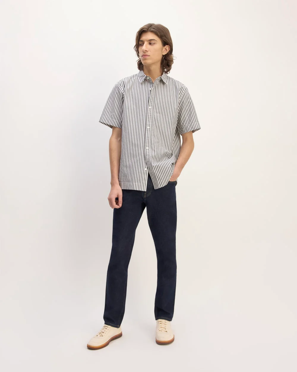 The Supima® Short-Sleeve Poplin Shirt | Optic White / Black - Image 3