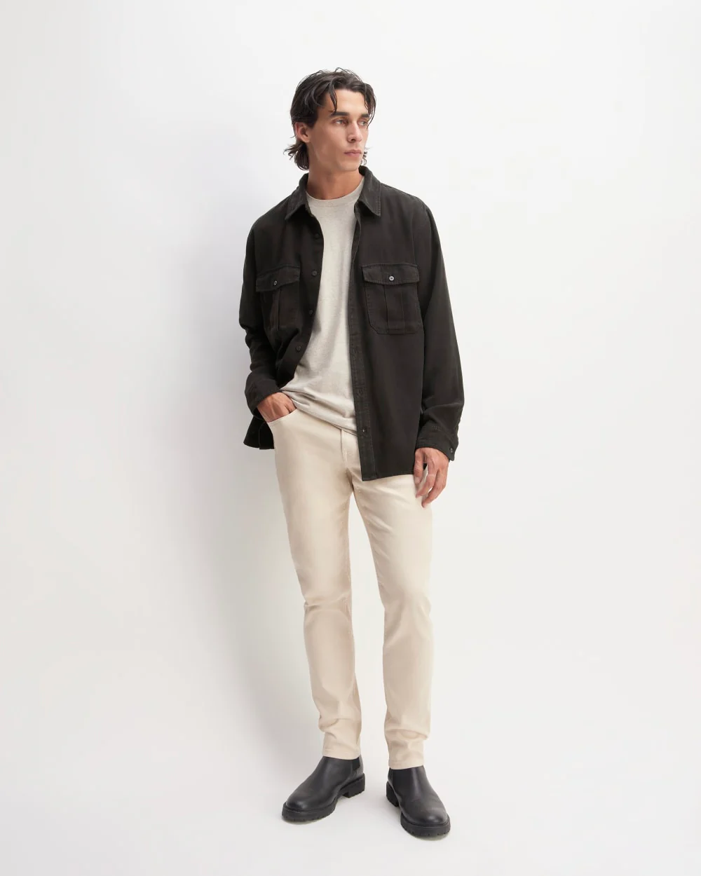 The Utility Shirt Jacket in Buttersoft | Black - Image 3