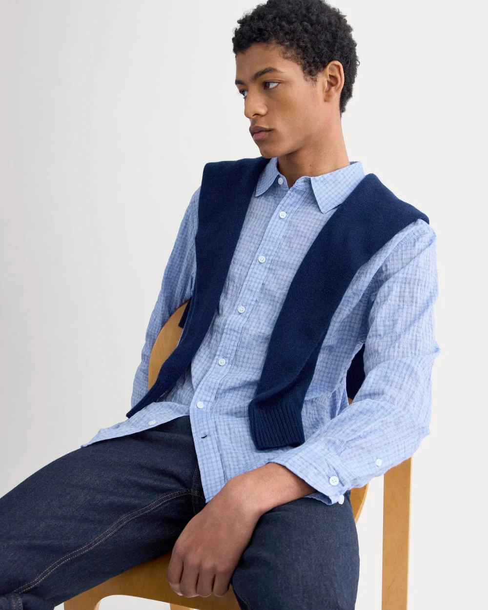 Textured Voile Button-Up Shirt | Open Air Plaid - Image 4