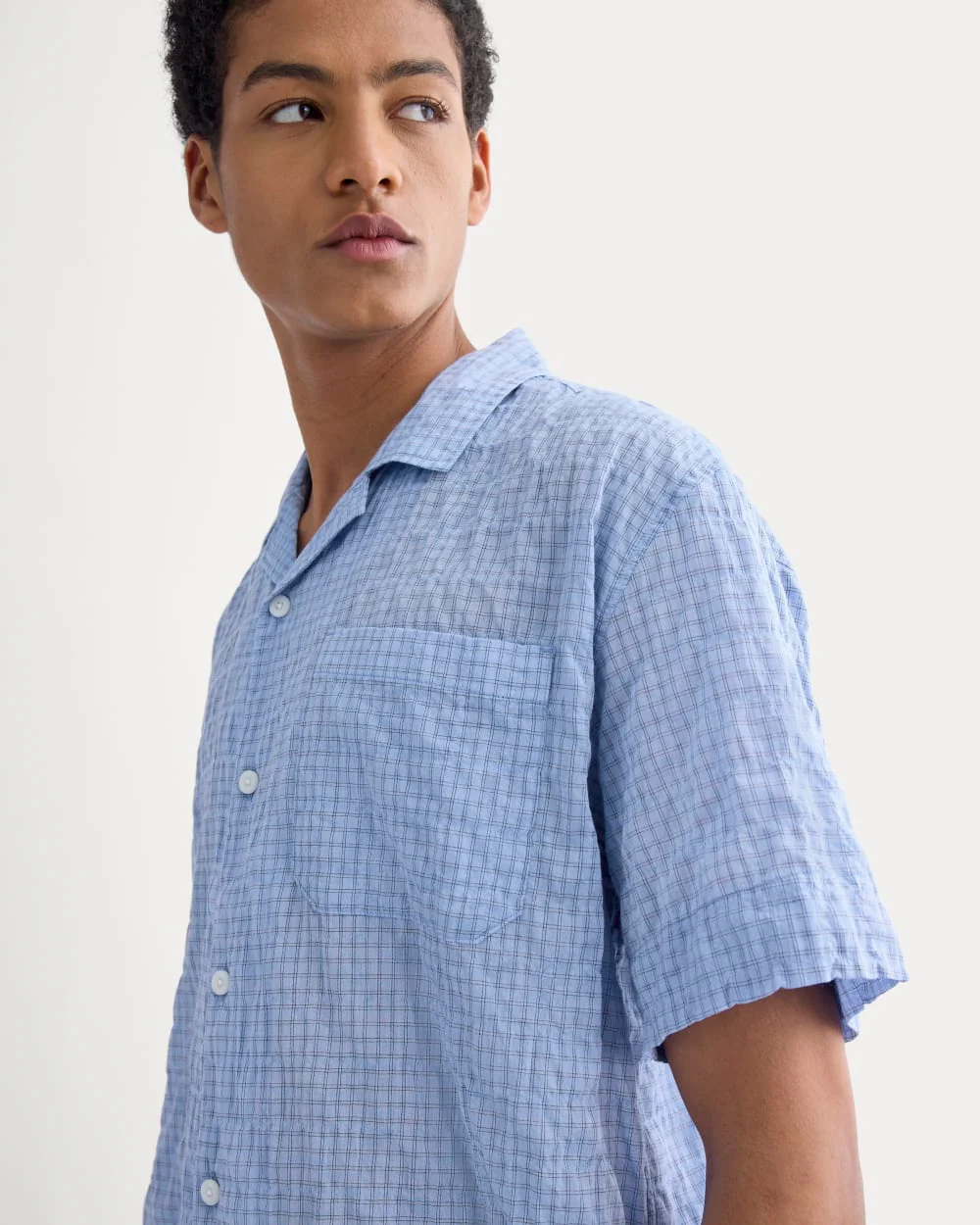 Textured Voile Resort Shirt | Open Air Plaid