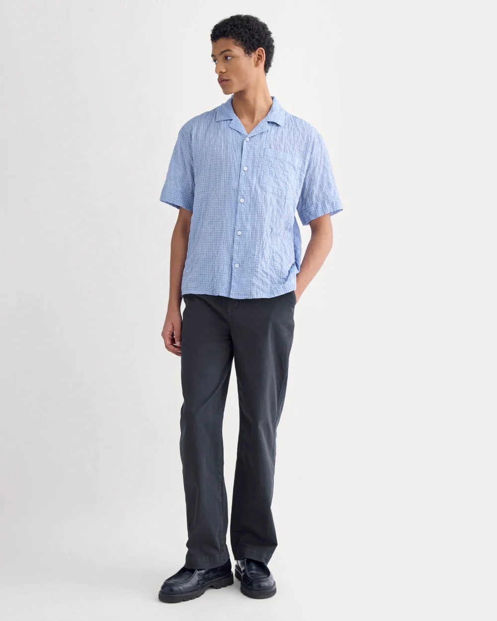 Textured Voile Resort Shirt | Open Air Plaid - Image 3