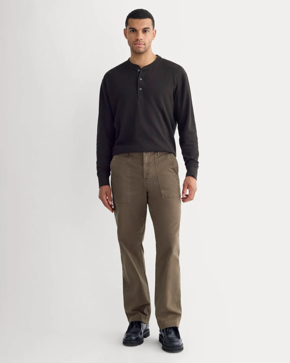 Thermal Henley in Cozy Waffle | Black - Image 3