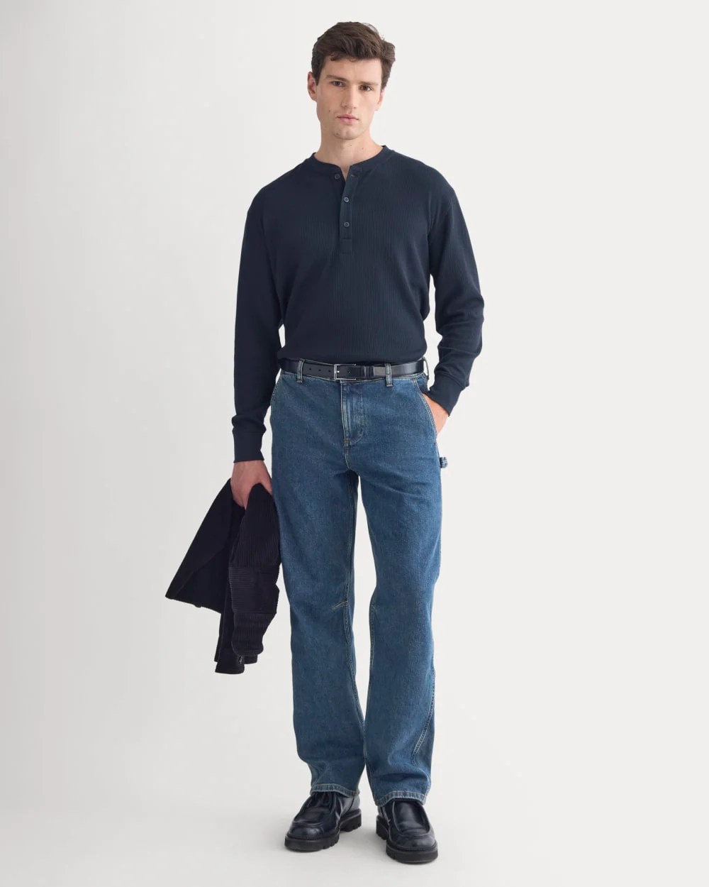 Thermal Henley in Cozy Waffle | Navy - Image 3