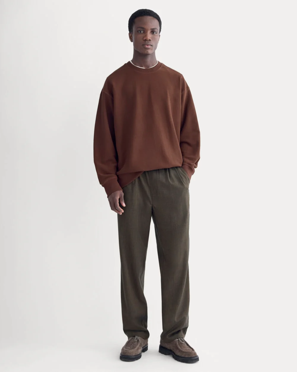 Twill Terry Jacquard Crew Sweatshirt | Dark Mahogany - Image 3