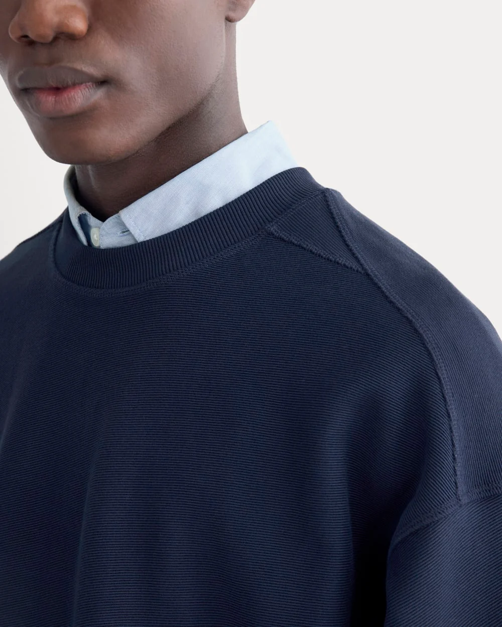 Twill Terry Jacquard Crew Sweatshirt | Navy - Image 4