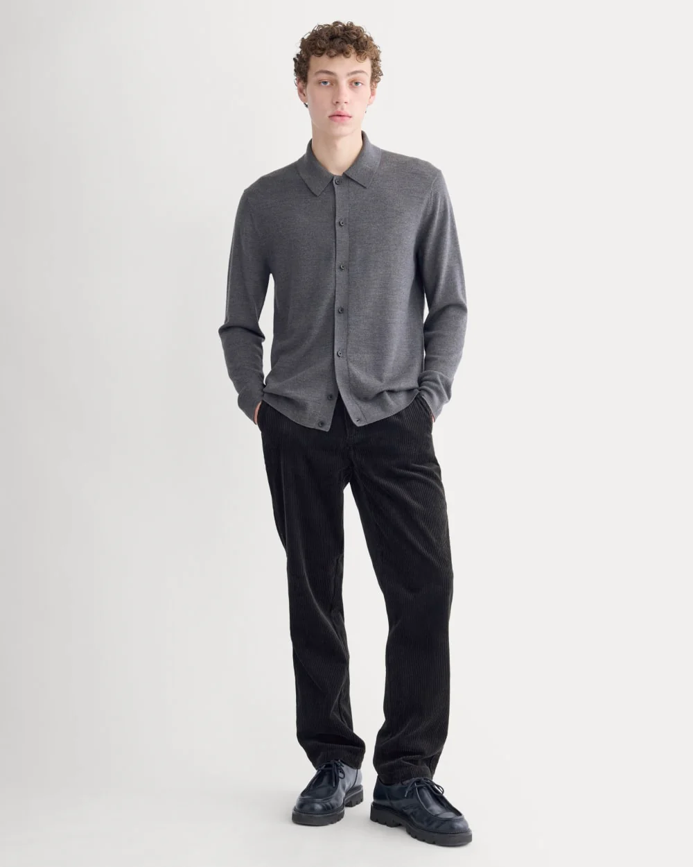 Ultrasoft Button-Down Sweater | Heather Mid Charcoal - Image 3