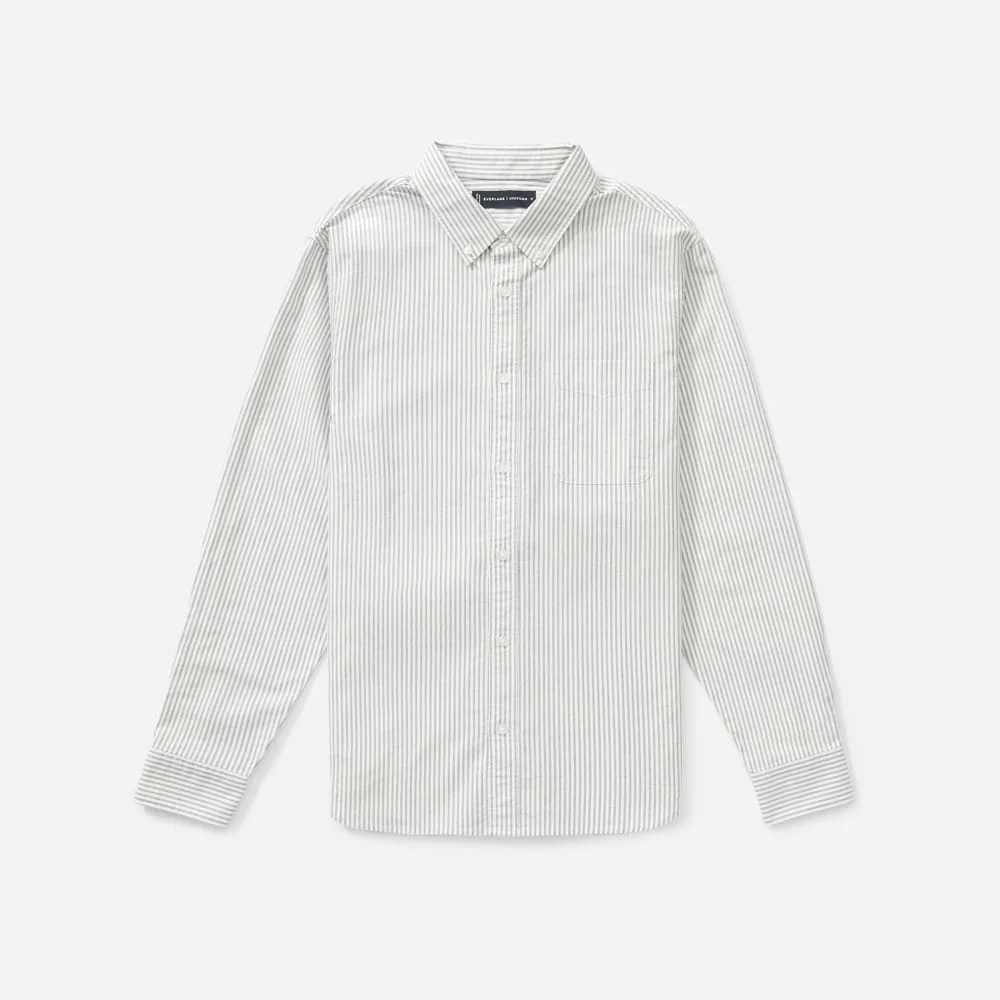 The Standard Fit Japanese Oxford Shirt | Uniform | White / Black Stripe | Tall