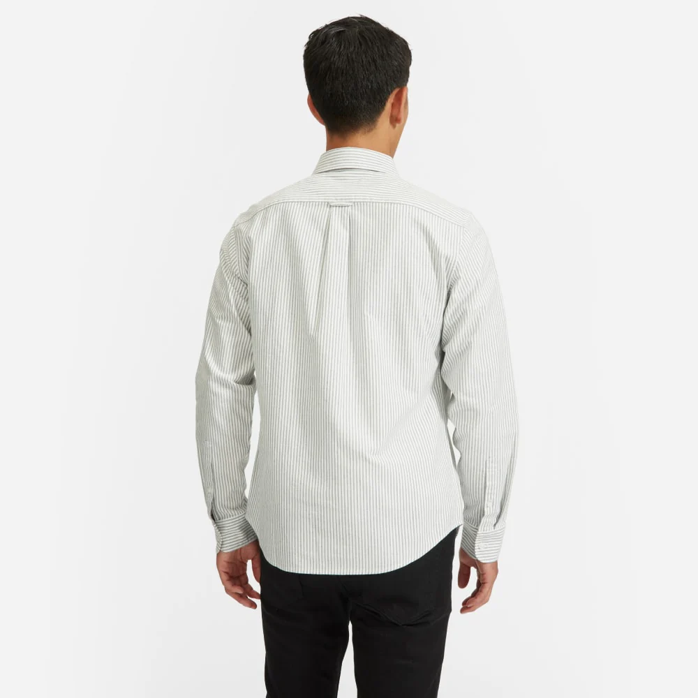 The Standard Fit Japanese Oxford Shirt | Uniform | White / Black Stripe | Tall - Image 3