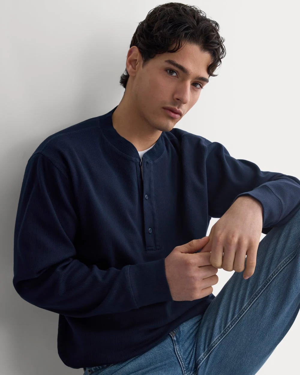 Vintage Rib Henley | Navy - Image 5