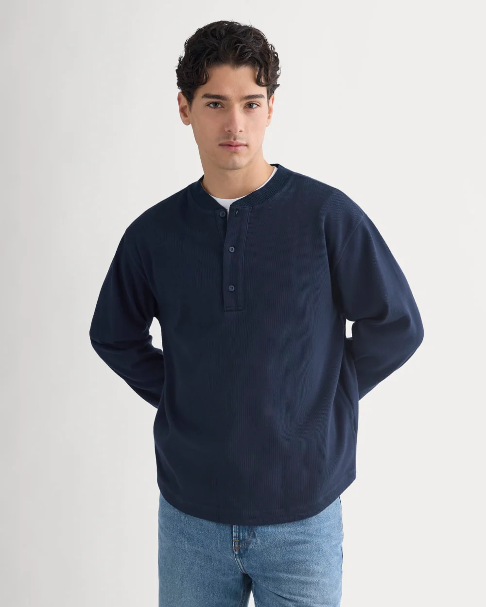 Vintage Rib Henley | Navy - Image 6