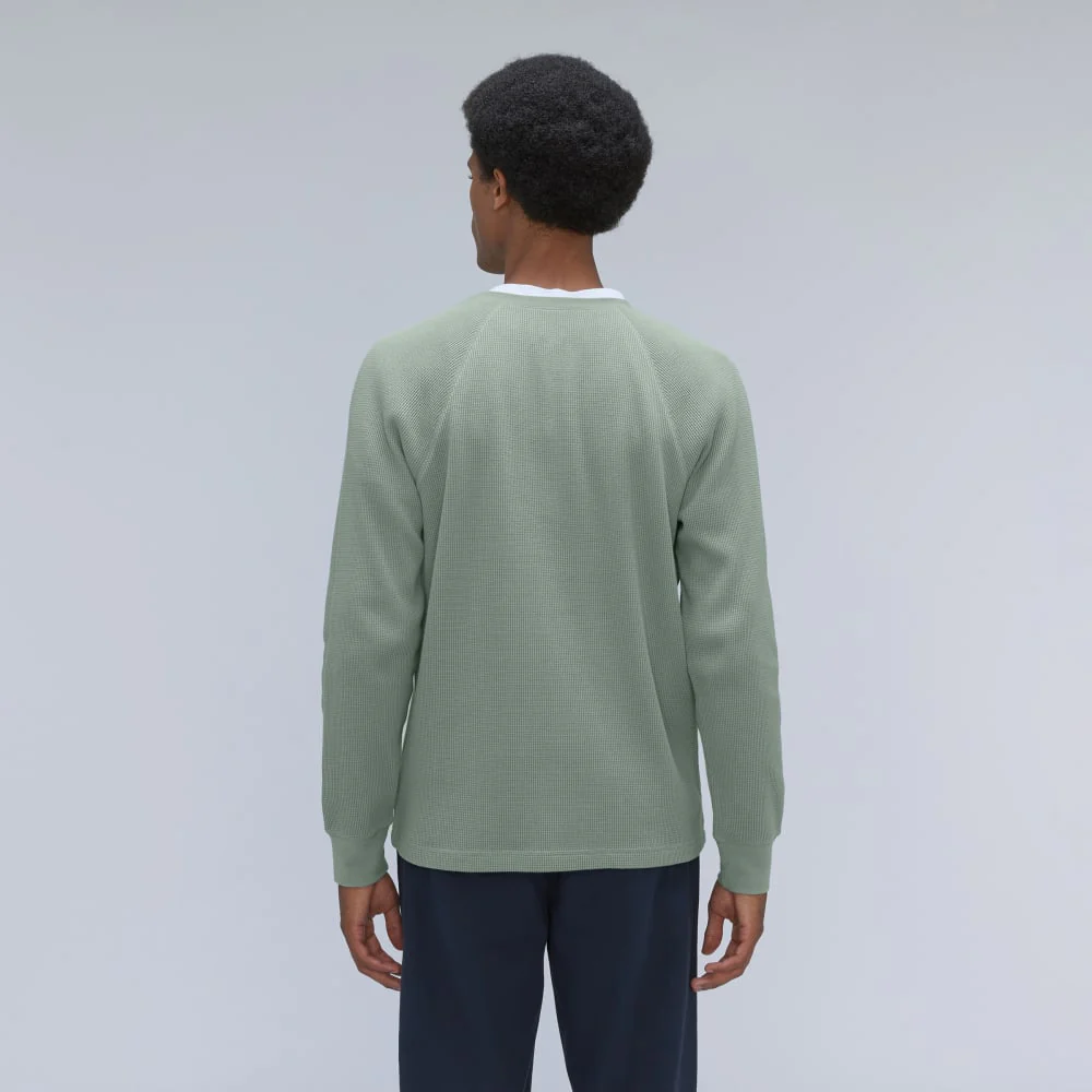 The Waffle Long-Sleeve Henley Tee | Lily Pad - Image 3